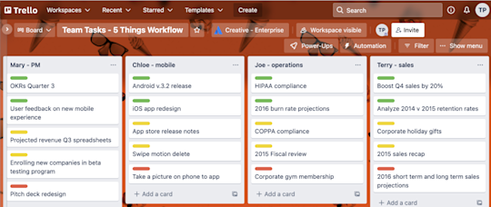 An image showing a Team Task template